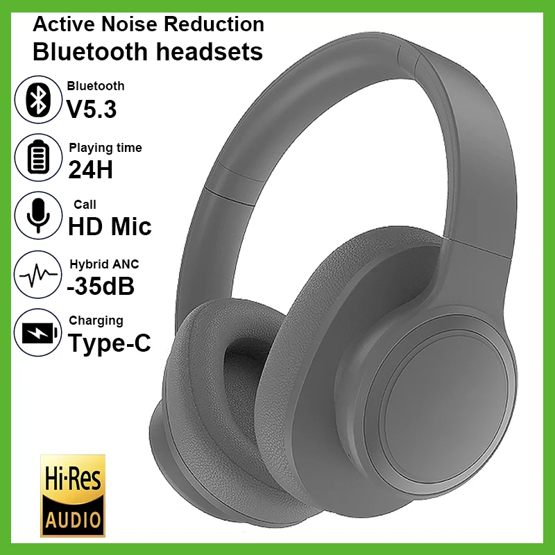 

ANC Wireless Headsets Bluetooth Active Noise Reduction Headphones with Mic Earpieces Music Game Sport Earphones Foldable Earbuds