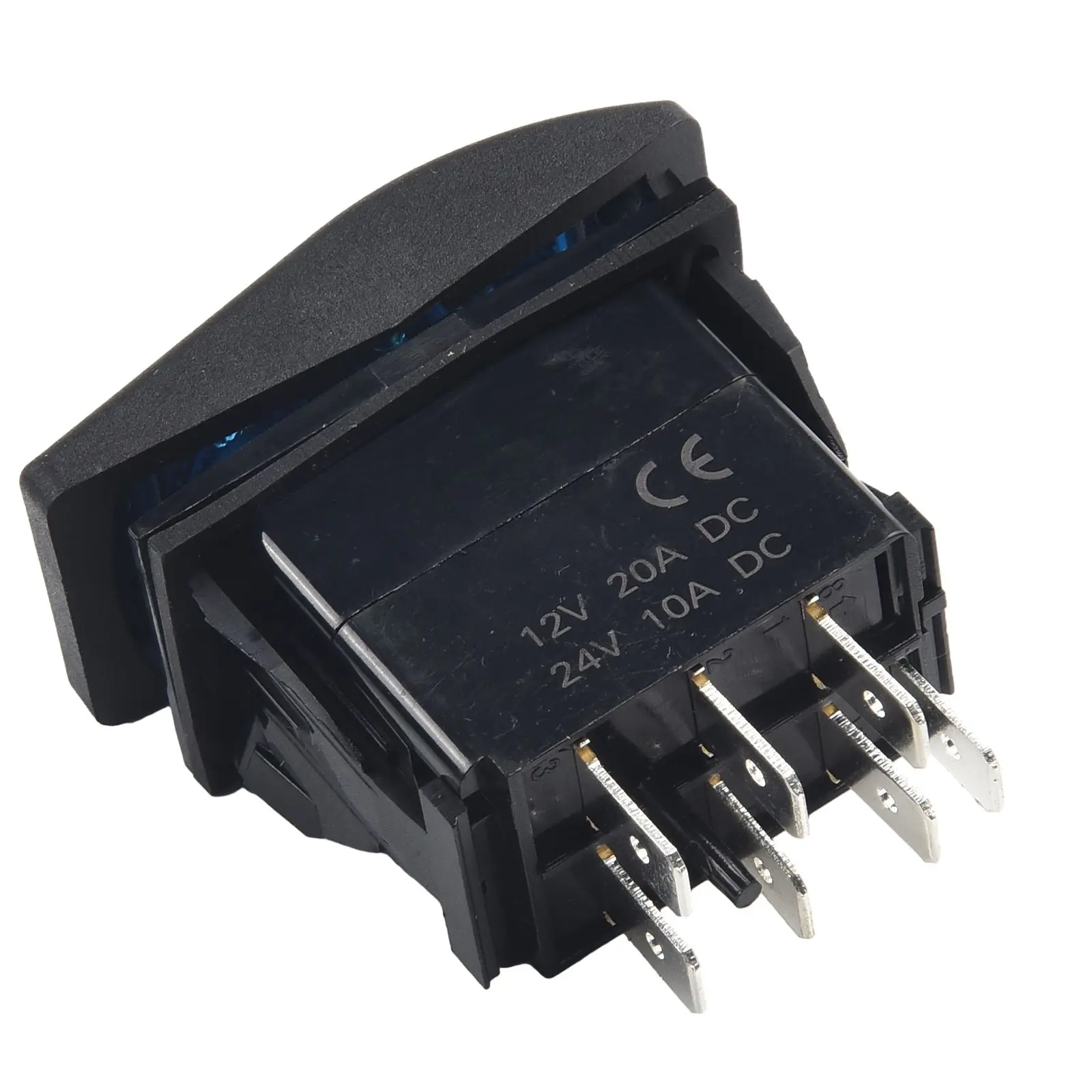 Фото Высококачественный 12V20A 7-контактный DPDT синий светодиодный светильник, мгновенный кулисный переключатель, тумблер включения, идеально подходит для автомобильных приложений №2