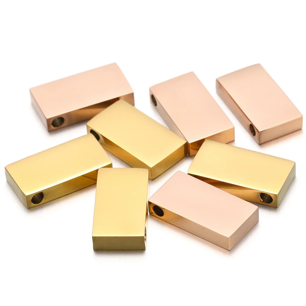 5Pcs/Lot Stainless Steel Square Rectangular Beads Bulk Spacer Beads for DIY Necklace Bracelet Jewelry Making Accessories 8x15mm