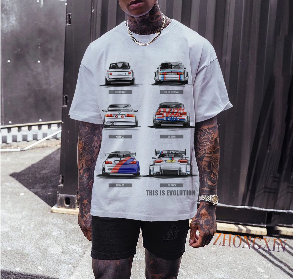 

New Fashion Men's T Shirt Short Sleeve Men's T Shirt M3 Motorcycle Evolution E30 E36 E46 E90 2002 Tshirt