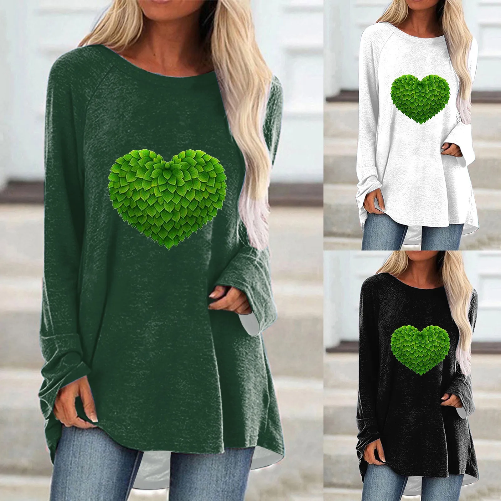 

Весенняя свободная повседневная женская блузка с вырезом лодочкой и длинными рукавами, с принтом в виде четырех листьев, импортные товары р...