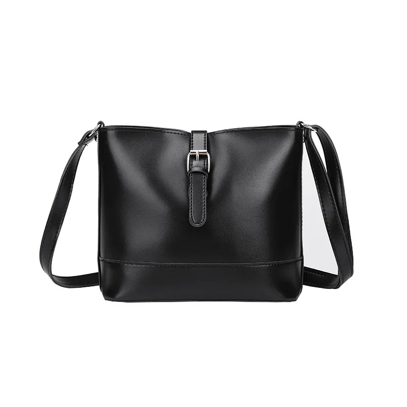 

Simple Vintage Women PU Leather Solid Bucket Shoulder Bag Luxury Ladies Travel Handbags Messenger Crossbody Bags