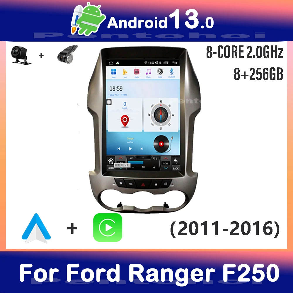 

Pentohoi Tesla Screen For Ford Ranger F250 2011- 2016 Car Radio Multimedia Player Video 8G+256G Android 12 Carplay Stereo WIFI