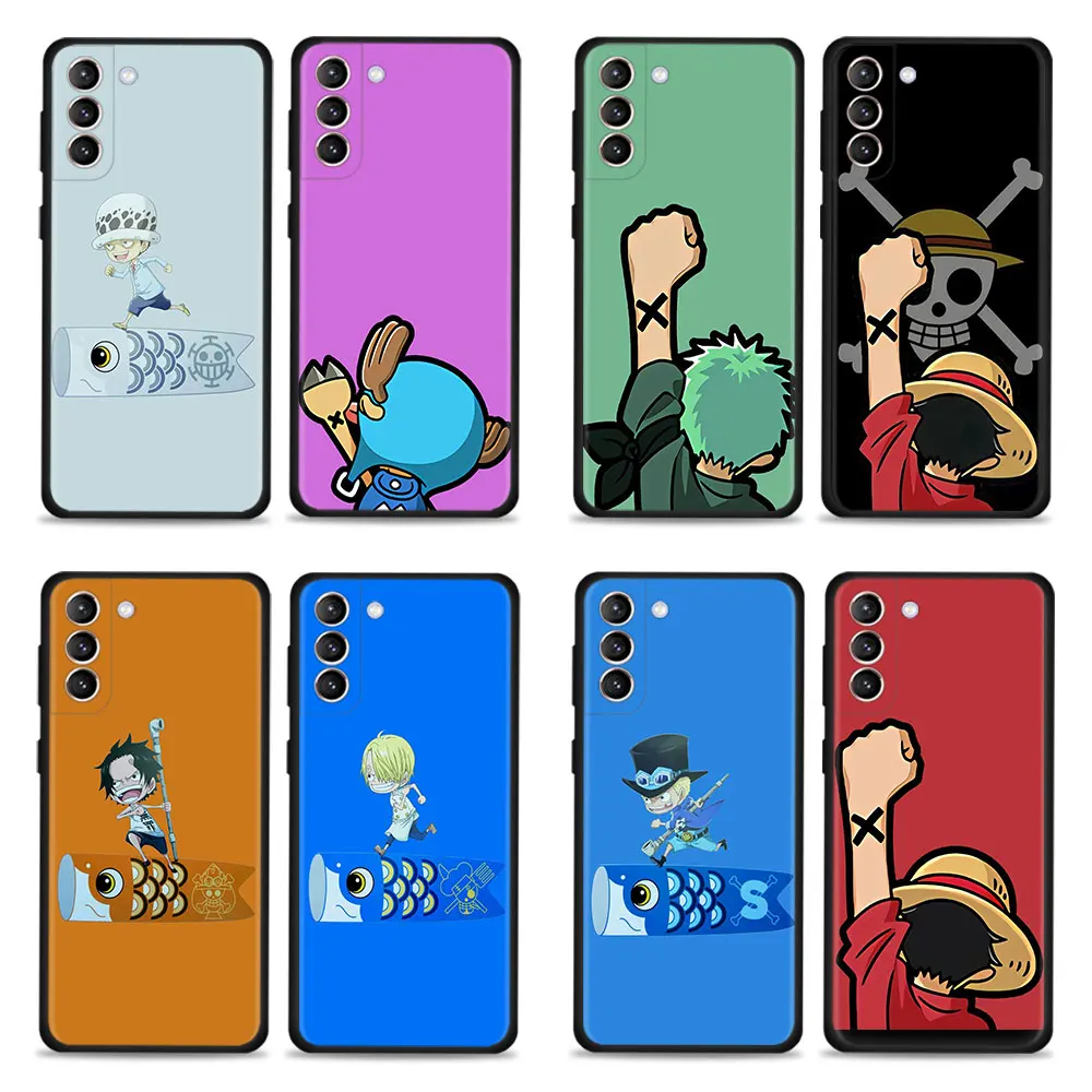 

One Piece Character Put Up Hands Phone Case For Samsung Galaxy S21 S20 FE S22 Ultra S10 S9 S8 Plus S10e Note 20 Ultra Silicone