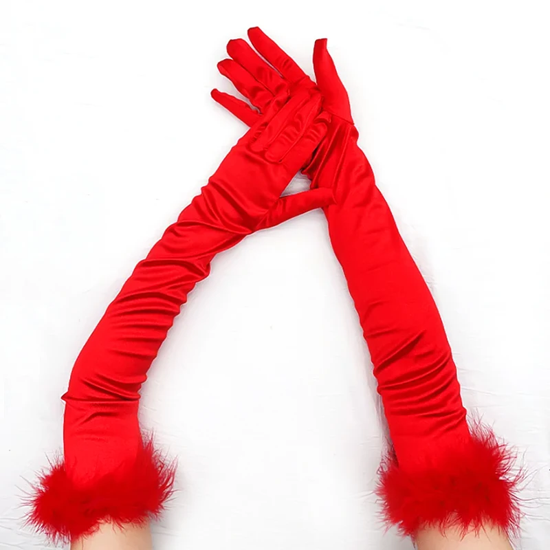 Атласные Длинные Перчатки Атласа Эластичные Женские Вечерние Танцевальные