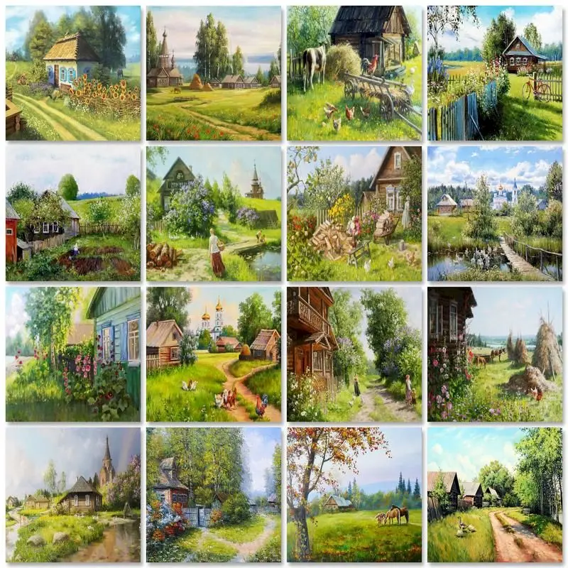

PhotoCustom Классическая послеротовая краска по номерам, Безрамная акриловая краска, s-образный пейзаж, творчество, украшение для дома, художеств...