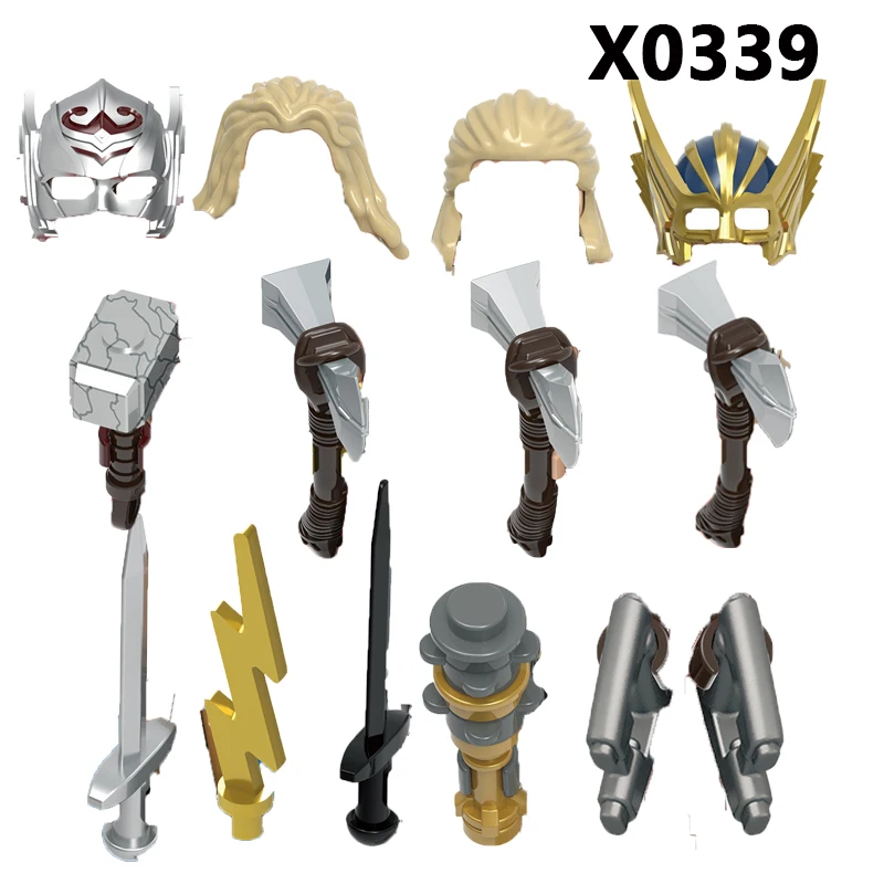 

Movie Series Heroes Weapon Building Blocks Accessories Figures For Children Collection Toys Gift X0339