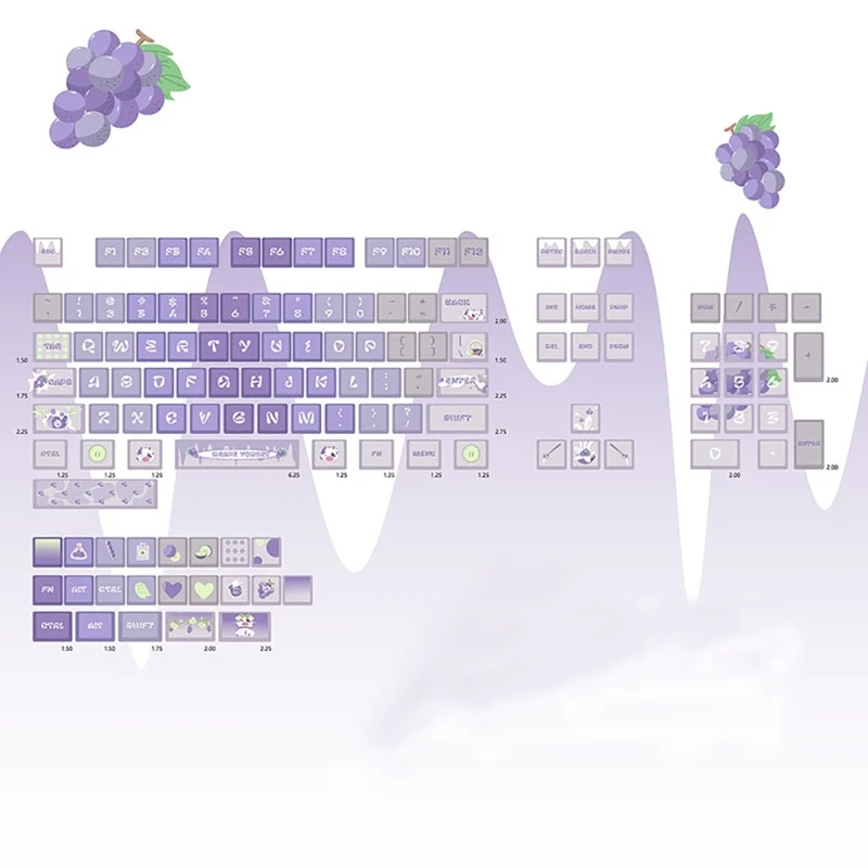 Колпачки для клавиш с тематикой йогурта и винограда XDA Keycap макета 61/87/104/109