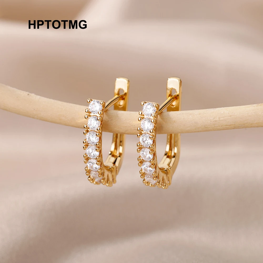 

Cubic Zircon Small Hoop Earrings for Women Goth Vintage Stainless Steel Earrings 2022 Trend Piercing Jewelry Gift