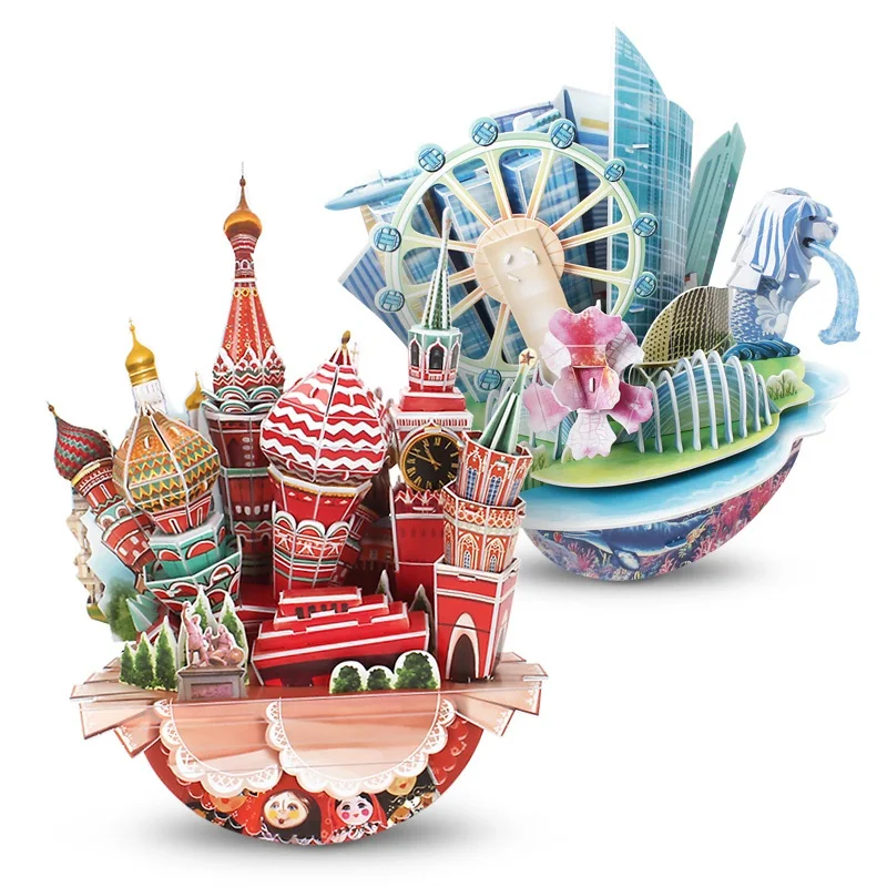 3D puzzle paper building model toy cityscape city line scenery famous build architecture Paris Moscow Singapore Las Vegas 1pc |
