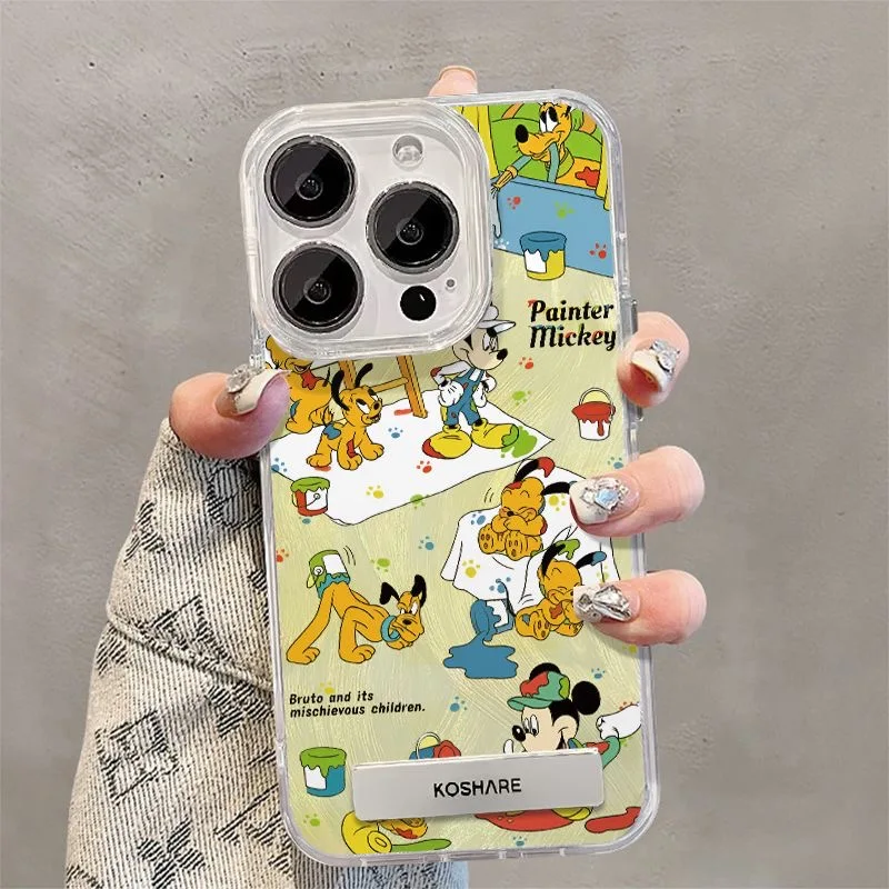 Телефонный чехол Disneies Mickeies Plutos для IPhone 16 15 14 Plus 13 12 11 Pro Max X Xs XR 8 7 текстура перьев