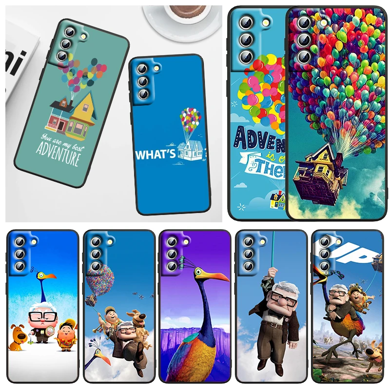 

Balloon Anime UP For Samsung Galaxy S22 S21 S20 FE Ultra Pro Lite S10 5G S10E S9 S8 Plus S7 Edge Black Phone Case