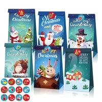 lb052 12pcs winter merry christmas happy new year party candy kraft packing paper gift bags happy xmas party gifts decorations