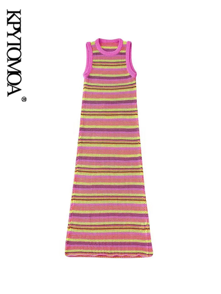 

Женское трикотажное платье-миди в полоску, с круглым вырезом