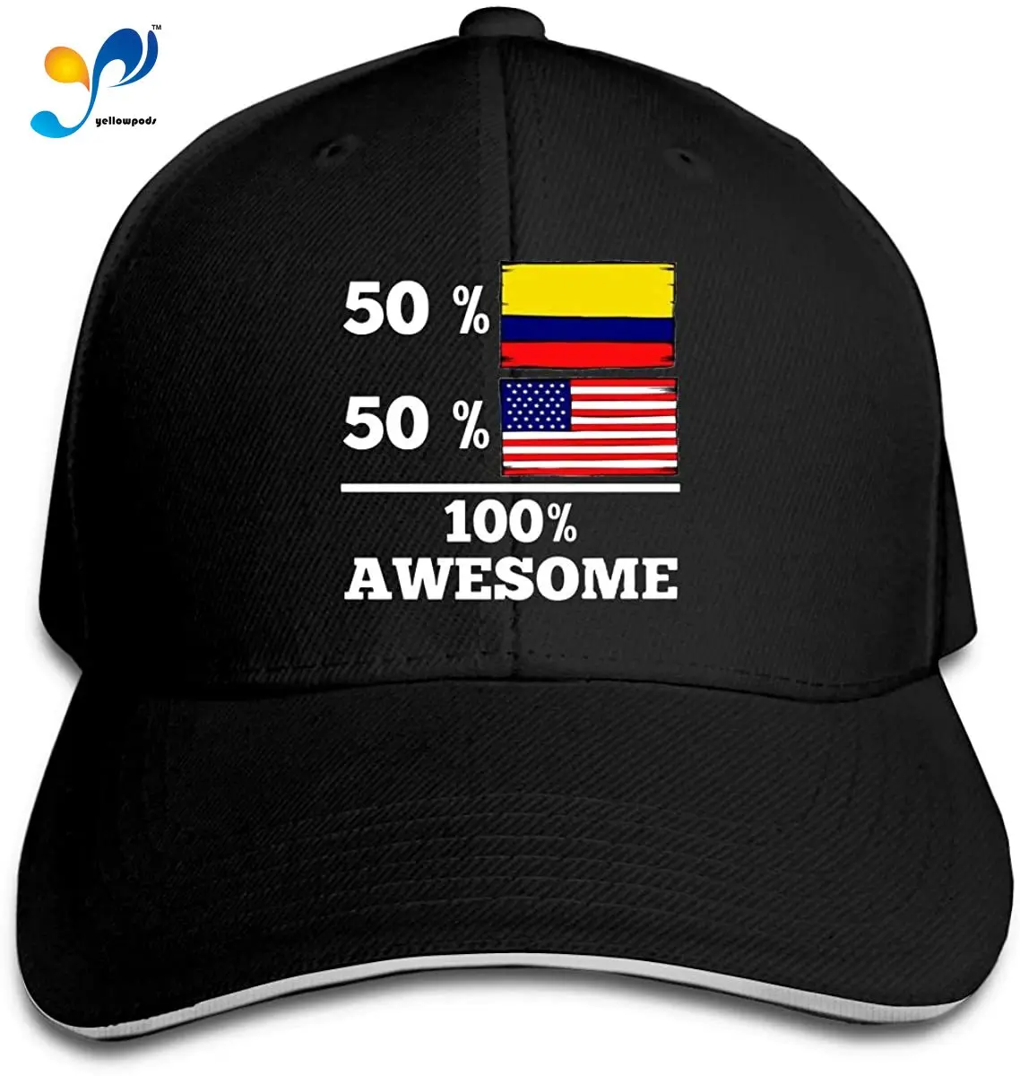 

50 Percent Colombian 50 Percent American 100% Aweso Men Cotton Classic Baseball Cap Adjustable Size