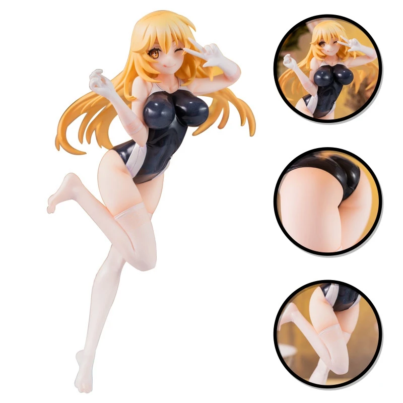 

24cm Misaki Shokuhou Anime Figure Toaru Kagaku no Railgun T Mikoto Misaka Action Figure School Swimsuit Collection Model Toys