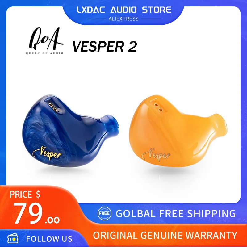 

Наушники-вкладыши QOA Vesper 2, полимерные, Hi-Fi, 0,78 DD + 1 Knowles BA