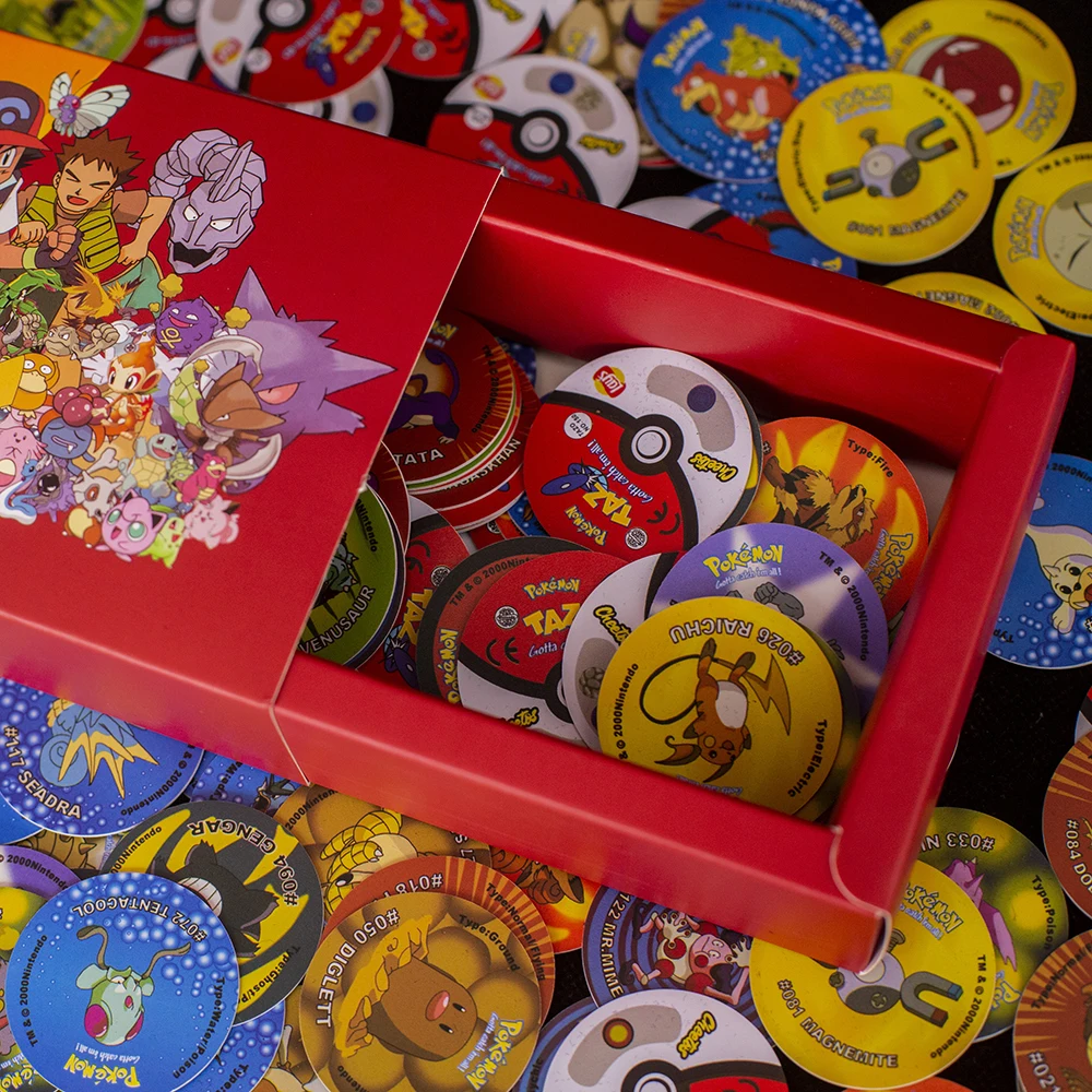 Фото Lote De T kama Pokemon 1-го поколения 169 шт. Полная коллекция Super Mega Master Пикачу Milkcaps Round Chaps Tasos Cards №2