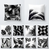 2022 nordic decor home tropical black white plant leaves decorative cushion cover lumbar cushion sofa home decor 45x45cm