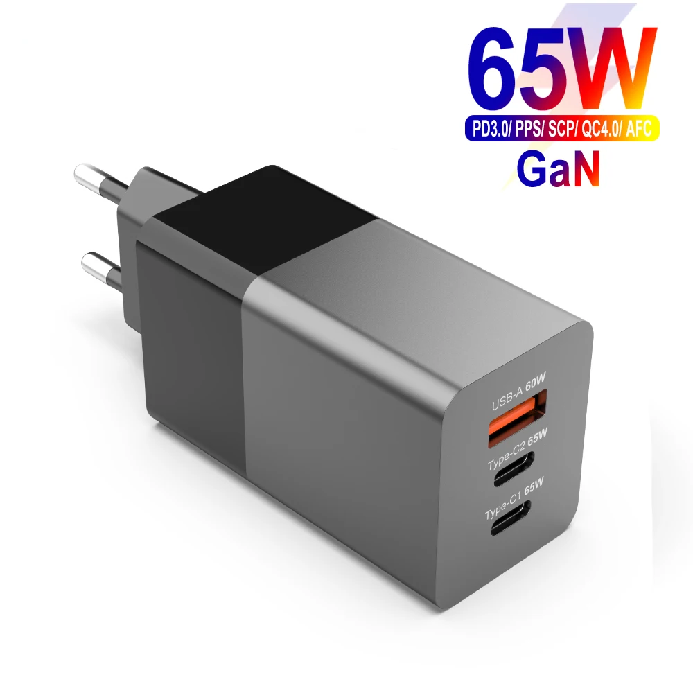 

65W GaN USB C Wall charger Power Adapter,3 Port PD 65W PPS QC4 45W SCP for Laptops MacBook iPad iPhone 14 Samsung Mibook