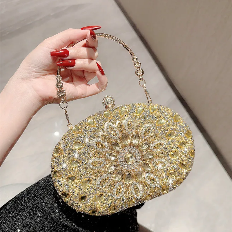 

Qyahlybz Fashion Banquet Clutch All-match Dress Evening Bag Diamond Sunflower Dinner Bag For Women Handbags