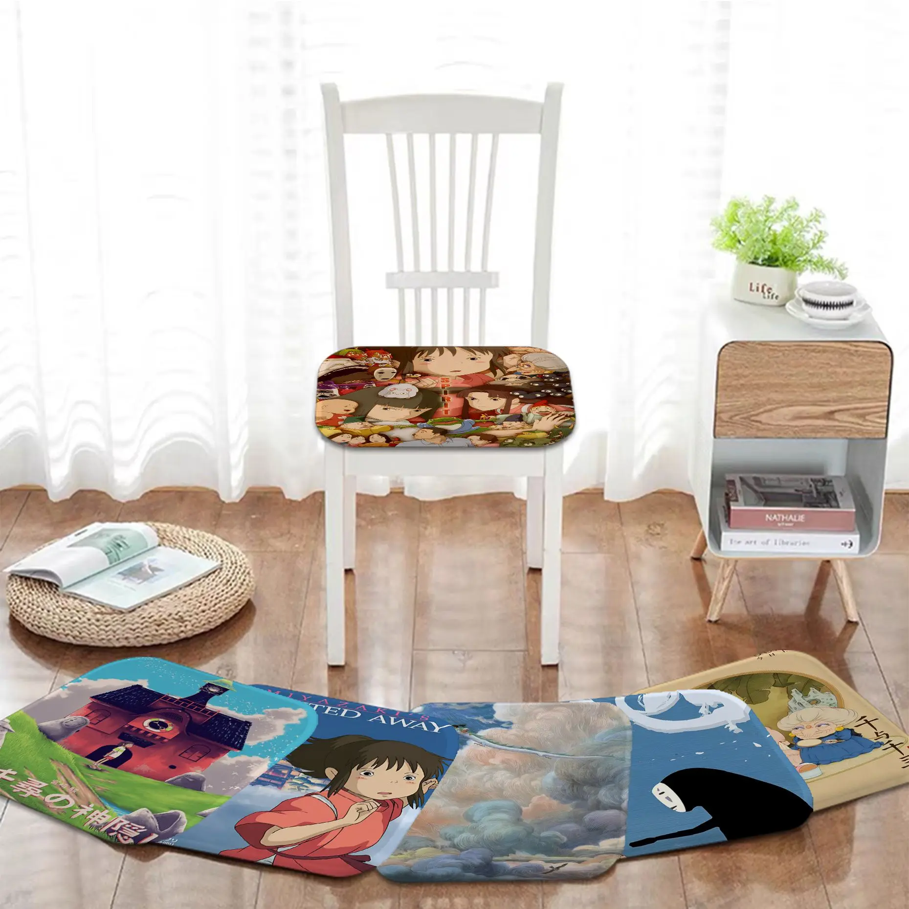 

Spirited Away Cushion Mat Tie Rope Chair Cushion Soft Office Car Seat Comfort Breathable 45x45cm Cushion Pads