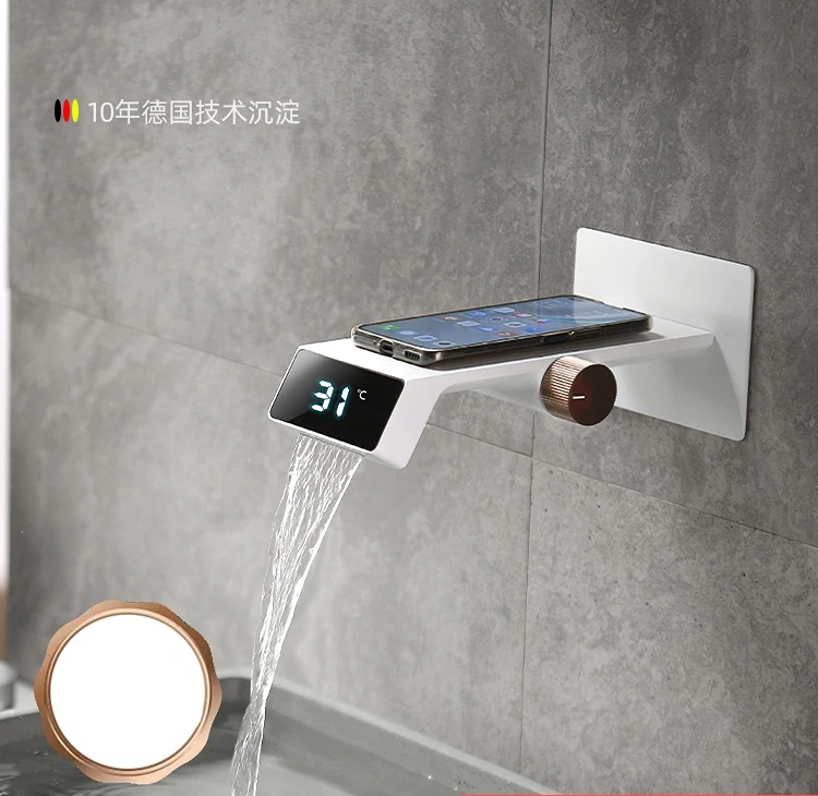 

Bathroom Intelligent Digital Display Concealed Faucet White Basin Multi-Function Temperature Control Hand Washing