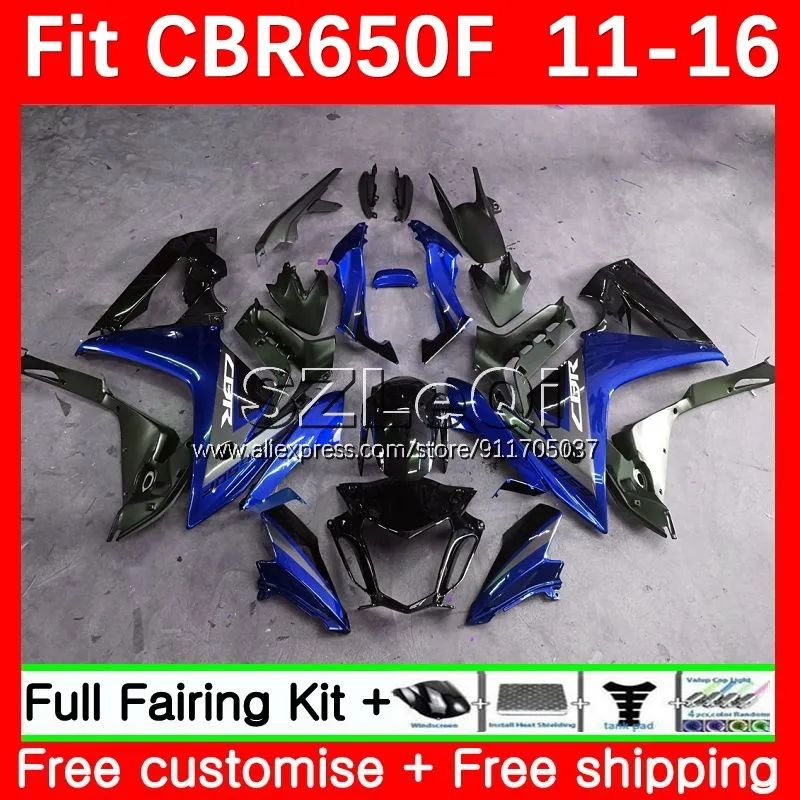 

Blue black Body For HONDA CBR 650F 650 CBR650 F CBR650F 11 12 13 14 15 CBR-650F 2011 2012 2013 2014 2015 2016 Fairing 41LQ.95