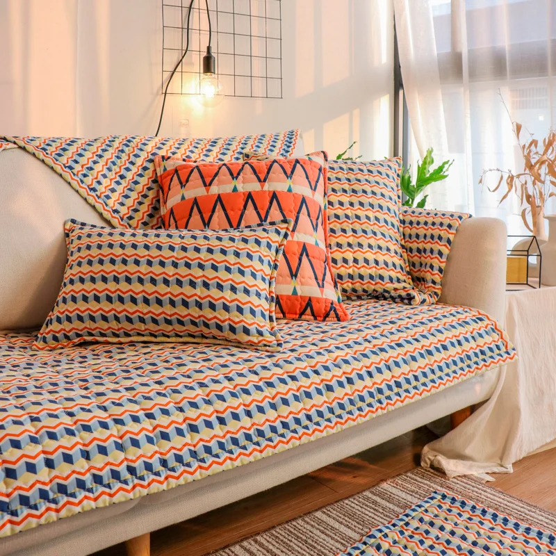 

Cotton Stripe Cotton Sofa Cover Protector Slip Resistant Pets Slipcover Couch Cover Sofa Towel Living Room L-shaped Sofa Decor