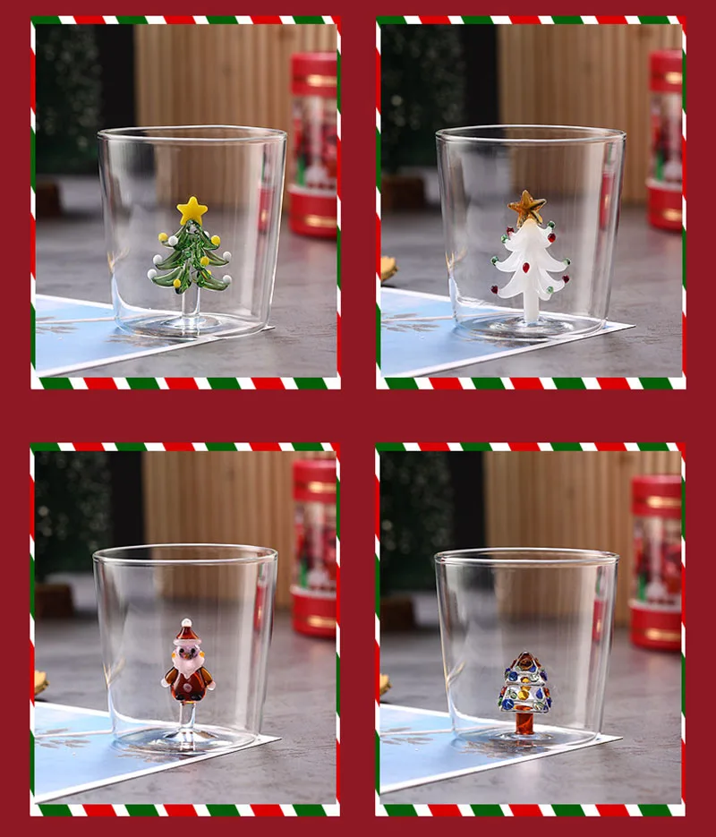300 Мл 3d Дизайн Рождественская Стеклянная Кружка Для Кофе И Вина Экологически