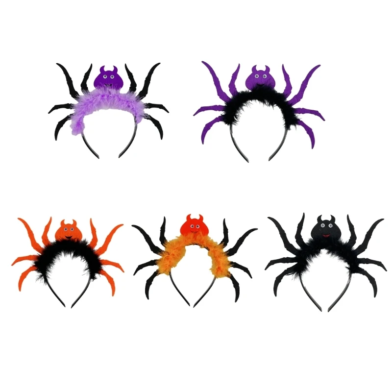 

652F Cartoon Headband Spiders Shape Hair Hoop Woman Halloween Cosplay Costume Prop
