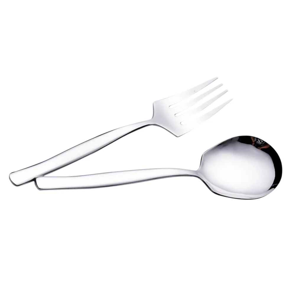 

2pcs Tableware Lightweight Practical Rustproof Stainless Steel Fork Tableware Spoon for Hotel