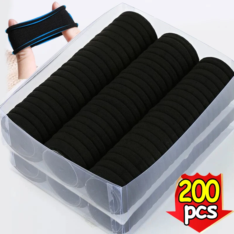

50/200pcs Black Hair Bands for Women Girls Hairband High Elastic Rubber Band Hair Ties Ponytail Holder Scrunchies Accessories