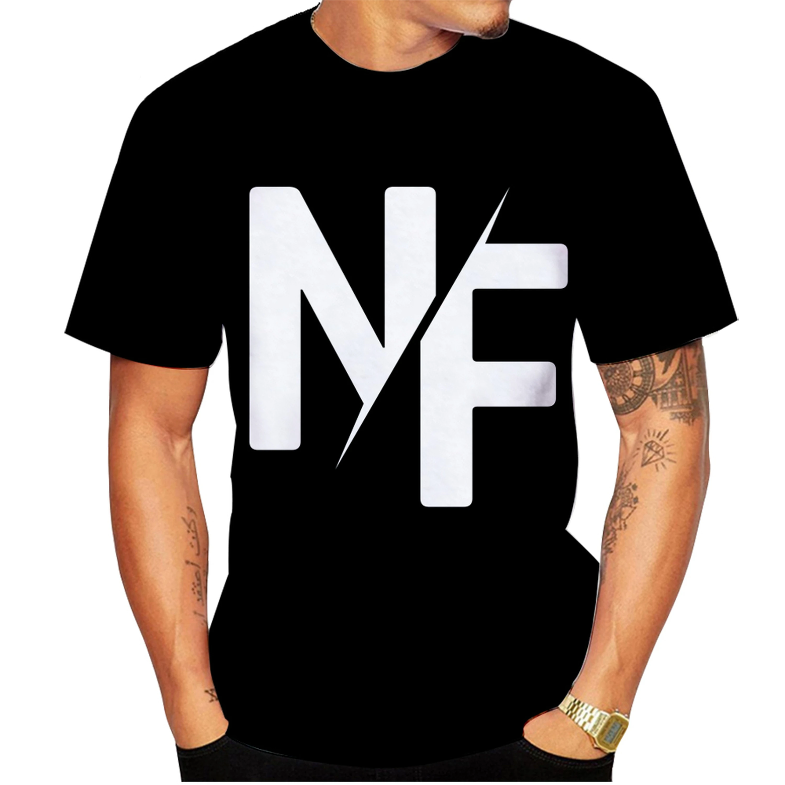 Новинка лета 2023 футболка с 3D принтом Nf в уличном стиле хип-хоп мужская и женская
