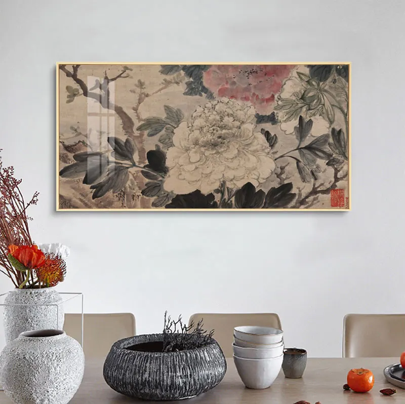 Китайская настенная живопись Цветок печать на холсте