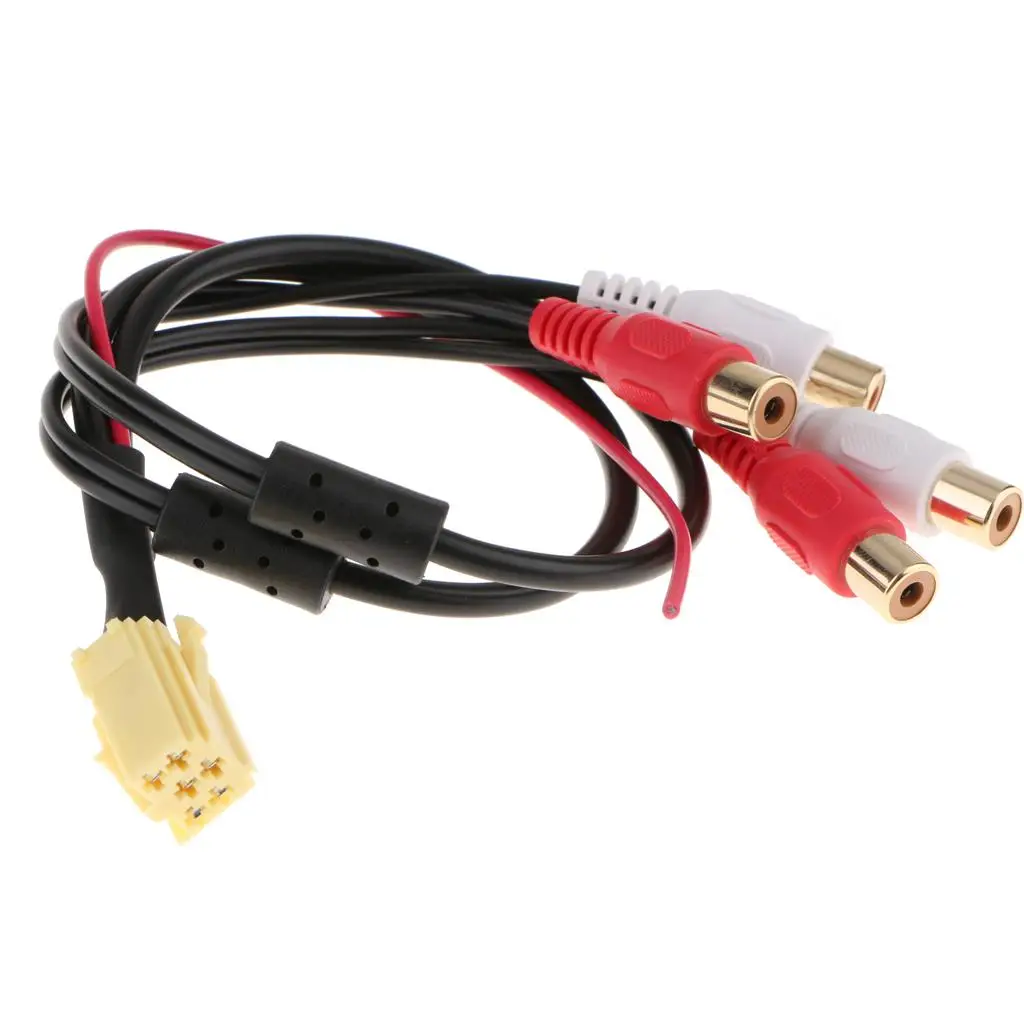 Aux Mini 6Pin ISO Adapter 4 RCA Cable for Blaupunkt VW AUDI Seat Skoda Ford