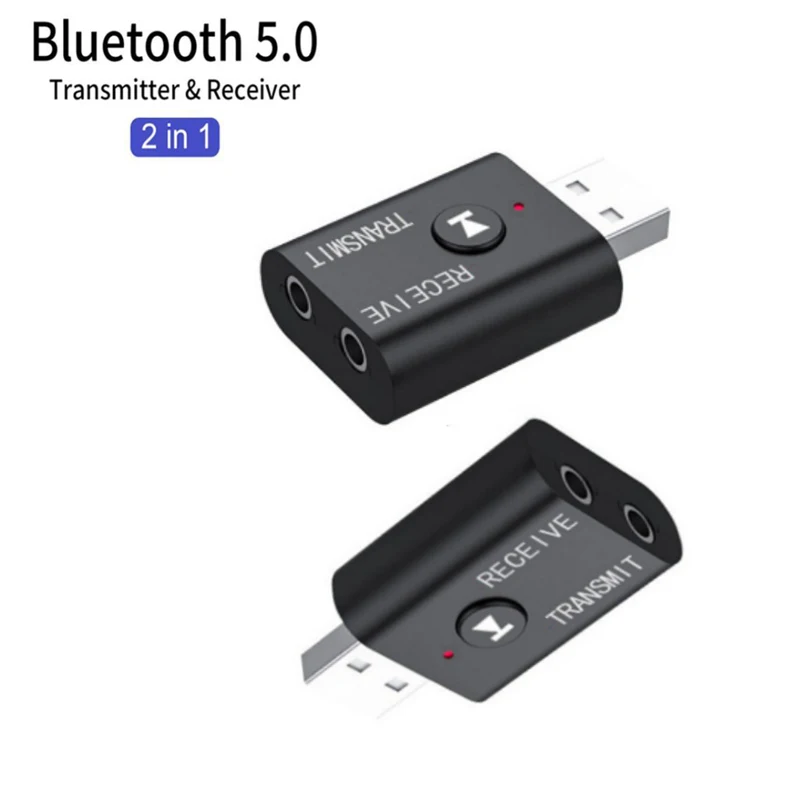 BT5.0 Bluetooth Adapter Wireless Audio Receiver and Transmitter Dual Function AUX 3.5mm Jack USB Dongle For Speaker Headset Car - купить по