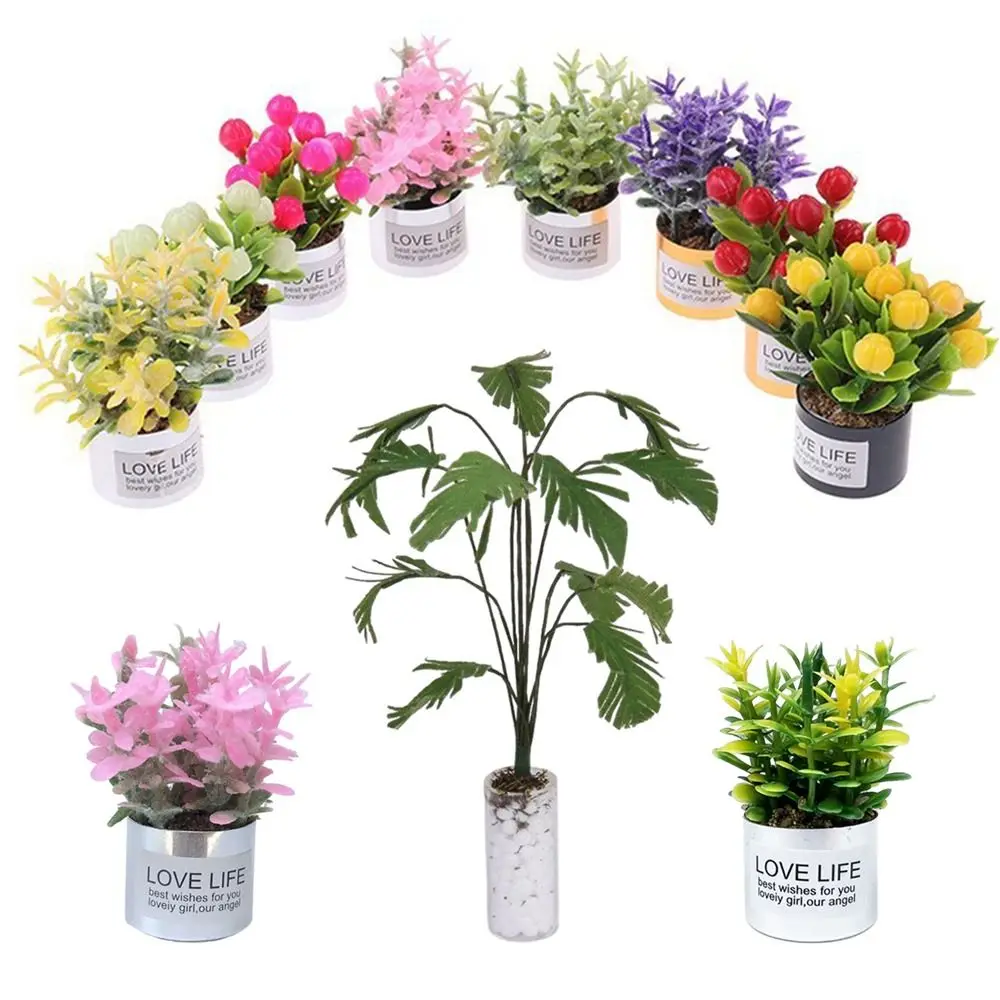 

1:12 Accessories Plastic Potted Landscape Flower Arrangement Mini Green Plant Bonsai Flower Pots Dollhouse Furniture