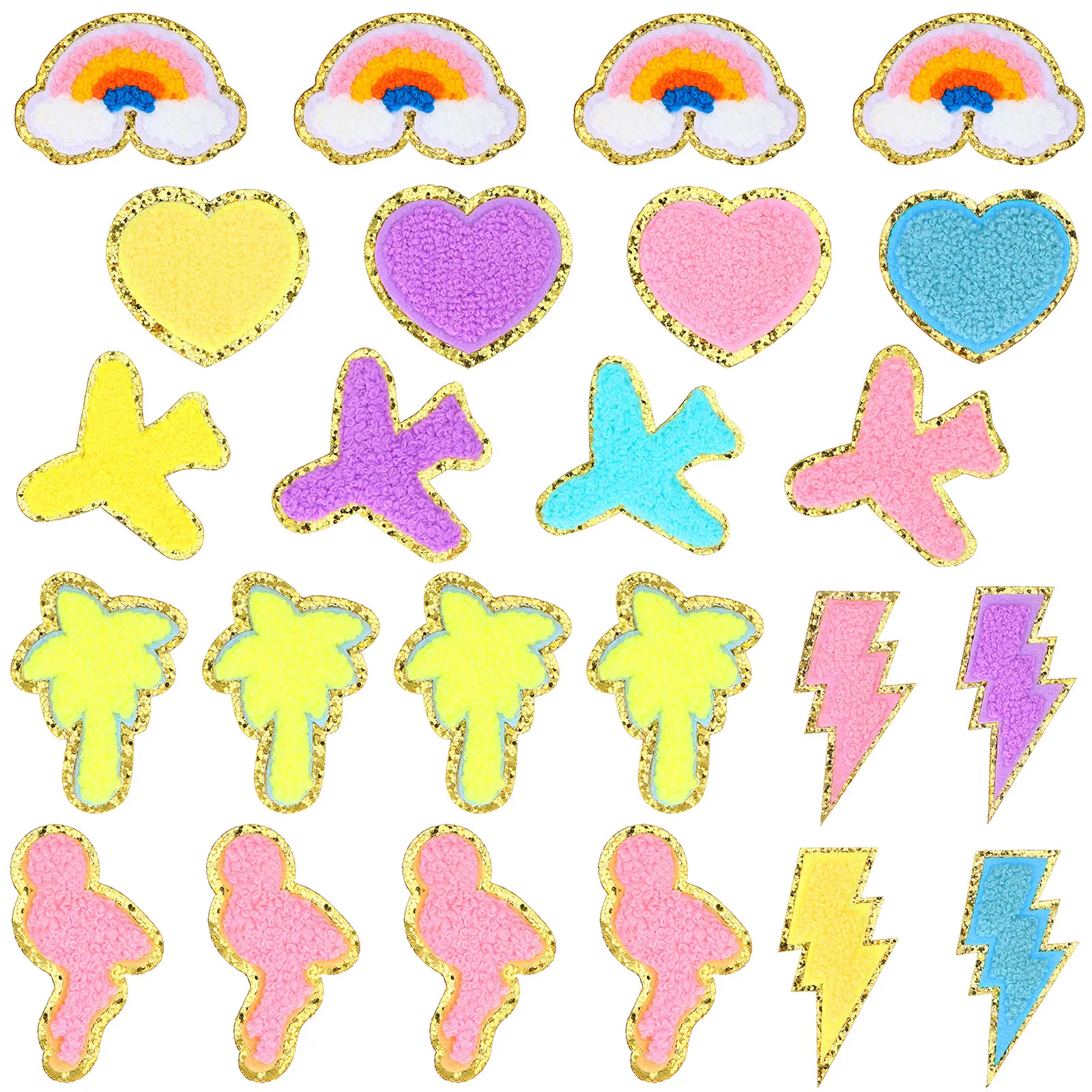 

Лидер продаж, новинка 2022, 3D нашивки с помощью утюга, вышивка, шитье, 24 шт., нашивки с помощью утюга для одежды, нашивка с вышивкой из синели