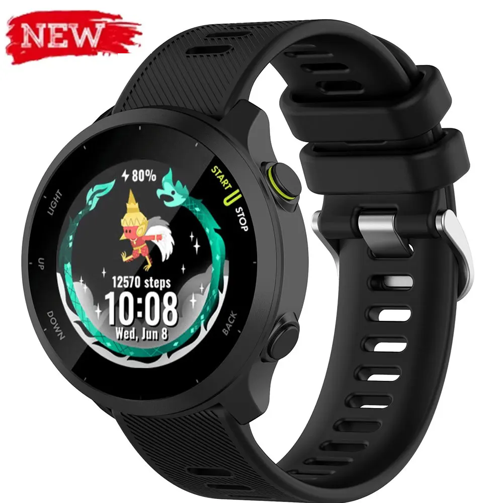 Фото Силиконовый ремешок 20 мм для Garmin Forerunner 165/168/245/158/55/645, спортивный браслет-браслет для Garmin Venu SQ 2, аксессуары для часов №1