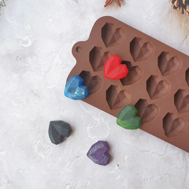 

15 Cavity Diamond Heart Silicone Chocolate Mold DIY Cake Accessories Molds Kitchen Ice Cubes Biscuit Pastry Manual Baking Mould