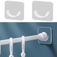 24pcs shower curtain rod holders transparent wall mount telescopic rod bracket hooks punch free self adhesive rod support stand