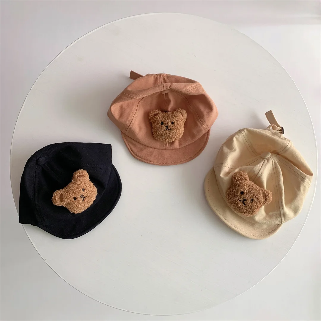 Baby Hat Spring&Autumn Baby Cute Bear Soft brim Cotton Peaked Cap Boys and Girls Shade Baseball Cap