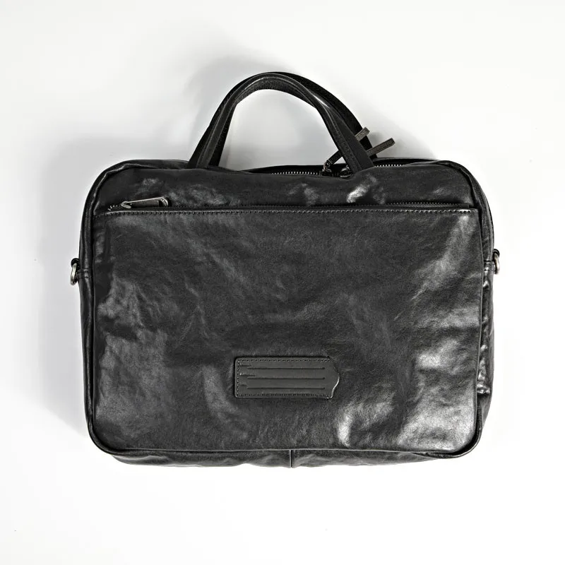 PNDME casual luxury genuine leather men's women's black briefcase business real cowhide laptop handbag travel messenger bag