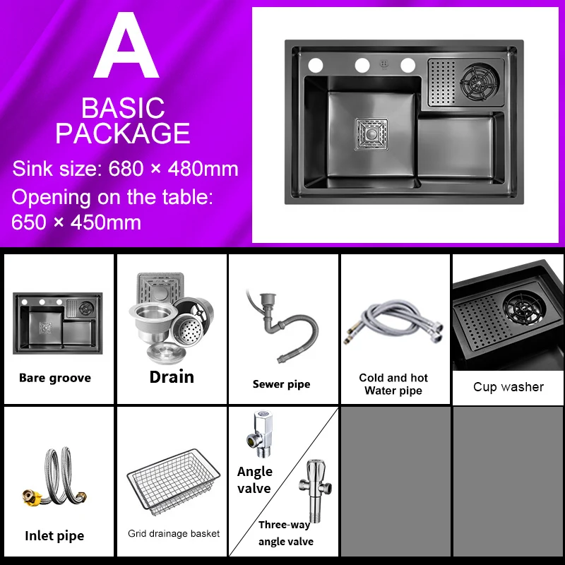 

Ступенчатая раковина из нержавеющей стали для кухни с мойкой для чашек, многофункциональная большая раковина с одним слотом, раковины для посудомоечной машины