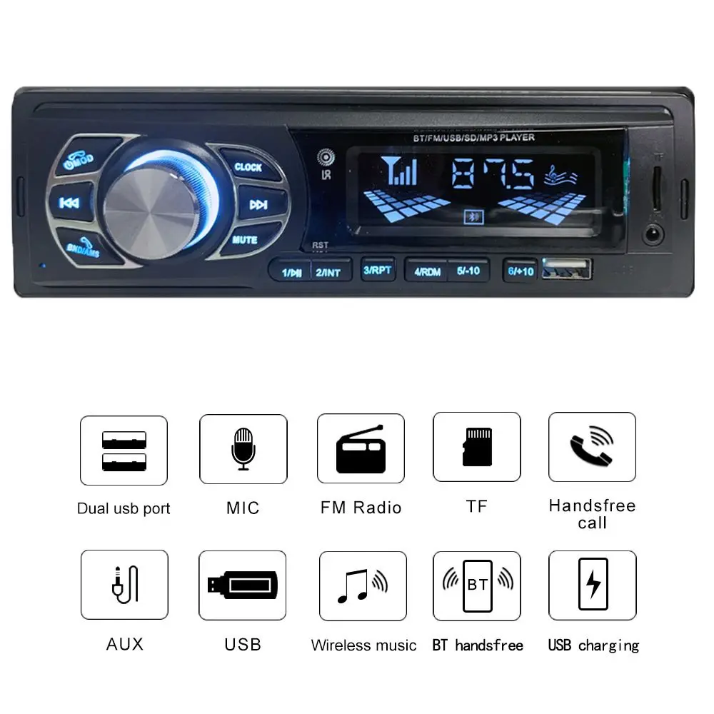 

FM/USB/AUX Built-in dashboard hands-free phone Stereo Car MP3 Player Bluetooth Car Radio In-dash Audio Head Unit