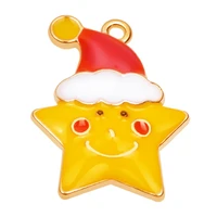 10pcslot colorful christmas hat star charms drip oil pendant for necklace earrings bracelet jewelry making diy accessories