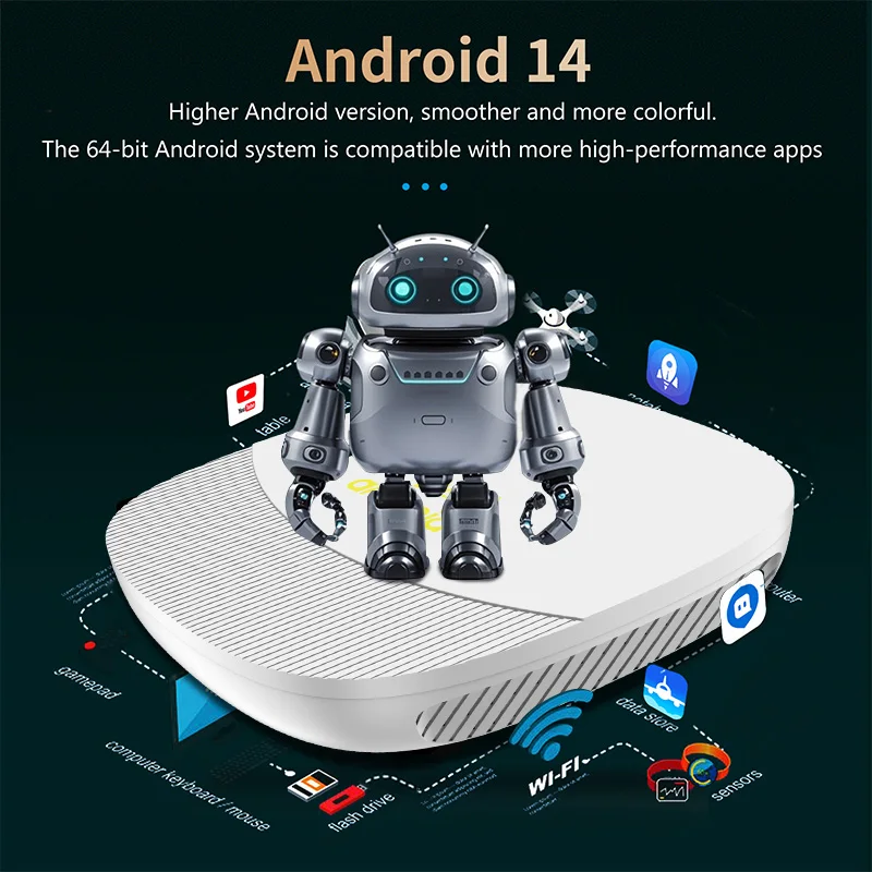 Фото ТВ-приставка TV98 ATV MAX Smart TV Box с процессором Allwinner H313, 2 ГБ оперативной памяти, 16 ГБ встроенной памяти, Android 14, поддержкой 8K HDR, двухдиапазонным Wi-Fi 2.4G и 5G, Bluetooth 5.0 и голосовым пультом дистанционного управления. №2