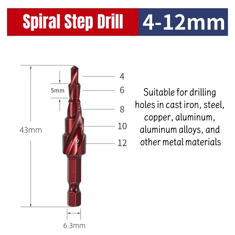 

Ступенчатые сверла по металлу M35HSS 4-32 мм
