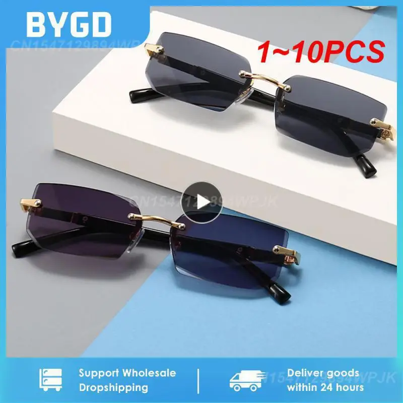 

Очки солнцезащитные без оправы UV400 для мужчин и женщин, Модные прямоугольные солнечные очки с градиентом, в стиле панк, без оправы, с защитой от ультрафиолета, 1-10 шт.